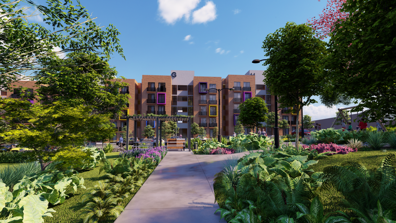 Altos San Gaspar, conjunto habitacional con jardín y terraza de usos múltiples ubicado en Tonalá, Jalisco.
